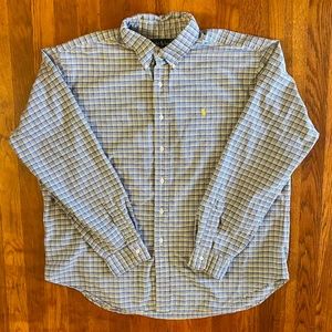 Vintage Polo Ralph Lauren Preppy Classic Fit Blue Plaid Button Down Shirt XL